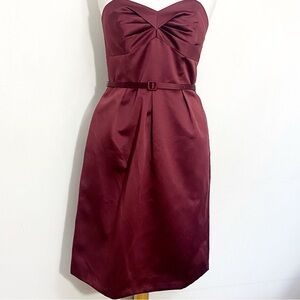 Alfred Angelo Strapless Burgundy Satin Dress Lined Includes Belt 8